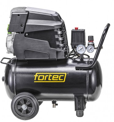 Fortec® AIR-50/250 Kolbenkompressor, 50 l mobil - Rückschlag-Sicherheitsventil - Ansaugleistung 230 l/min - Druck 9 bar - Leistung 1800 W - 230 V