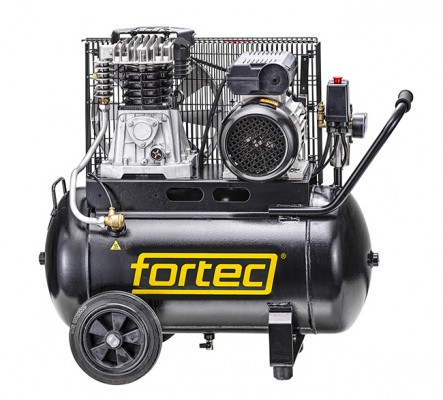 Fortec® AIR-50/380 Kolbenkompressor, 50 l mobil - Keilriemenantrieb - Ansaugleistung 290 l/min - Druck 10 bar - Leistung 2200 W - 230 V