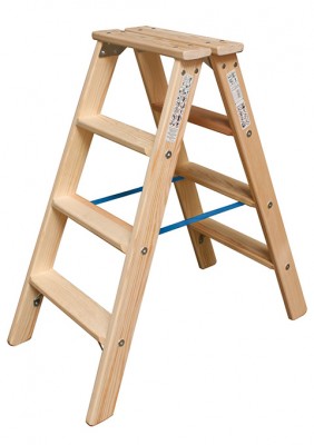 Stabilo® Professional Stufen-DoppelLeiter - Holz - Arbeitshöhe 2.45 m - 2 x 4 Stufen