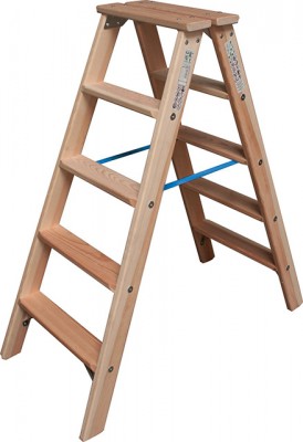 Stabilo® Professional Stufen-DoppelLeiter - Holz - Arbeitshöhe 2.65 m - 2 x 5 Stufen