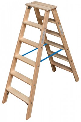 Stabilo® Professional Stufen-DoppelLeiter - Holz - Arbeitshöhe 2.85 m - 2 x 6 Stufen