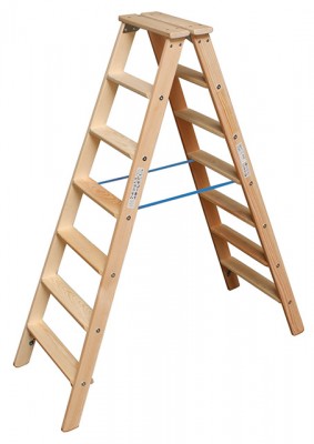 Stabilo® Professional Stufen-DoppelLeiter - Holz - Arbeitshöhe 3.10 m - 2 x 7 Stufen