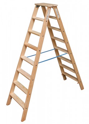 Stabilo® Professional Stufen-DoppelLeiter - Holz - Arbeitshöhe 3.30 m - 2 x 8 Stufen