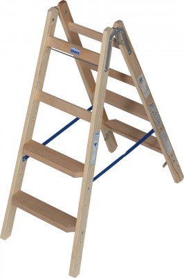 Stabilo® Professional Stufen/Sprossen-DoppelLeiter - Holz - Arbeitshöhe 2.50 m - 2 x 4 Stufen/Sprossen
