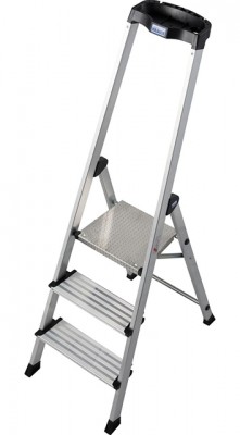 Monto® Safety® PlusLine Stufen-StehLeiter - Alu - Arbeitshöhe 2.65 m - 1 x 3 Stufen