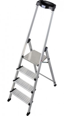 Monto® Safety® PlusLine Stufen-StehLeiter - Alu - Arbeitshöhe 2.85 m - 1 x 4 Stufen