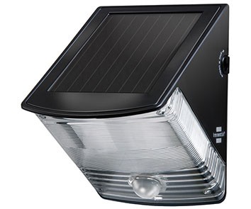 Solar LED-Wandleuchte SOL 04 plus, IP44 - 2 x 0.5 W / 85 lm / 6500 K / Bewegungsmelder - schwarz