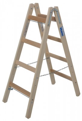 Stabilo® Professional Sprossen-DoppelLeiter - Holz - Arbeitshöhe 2.50 m - 2 x 4 Sprossen