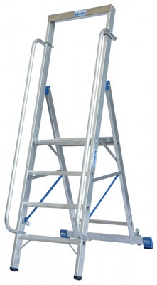 Stabilo® Professional Stufen-StehLeiter, Standplattform & Sicherheitsbügel, fahrbar - Alu - Arbeitshöhe 2.95 m - 1 x 4 Stufen