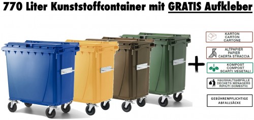 Werbeaktion: 770 Liter Kunststoffcontainer mit GRATIS Aufkleber