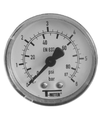 Manometer 0 - 6 bar Ø 50mm Axial mit Kunststoffgehäuse, 1/4" AG