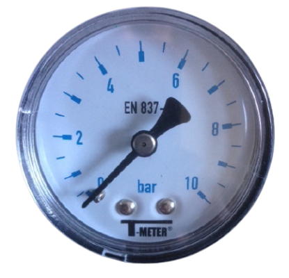 Manometer 0 - 10 bar Ø 50mm Axial mit Kunststoffgehäuse, 1/4" AG