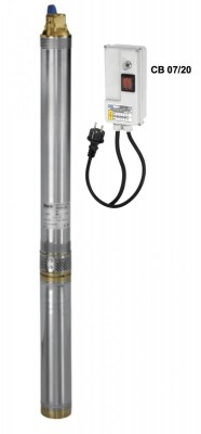DAB Micra 100 M 3" Unterwasserpumpe für Druckerhöhung - 2700 l/h - Fh 90.0 m - 9.0 bar - 1.2 kW - 1 x 230 V, inkl. Control-Box CB 07/20