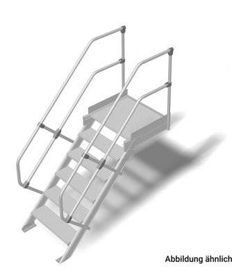 Stabilo® Treppe mit Plattform - Neigung 45° - Stufenbreite 100 cm - Höhe 1.08-1.29 m - 1 x 6 Stufen