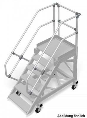 Stabilo® Treppe mit Plattform, fahrbar - Neigung 60° - Stufenbreite 100 cm - Höhe 1.25-1.50 m - 1 x 6 Stufen