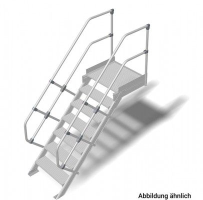 Stabilo® Treppe mit Plattform - Neigung 45° - Stufenbreite 80 cm - Höhe 1.29-1.51 m - 1 x 7 Stufen
