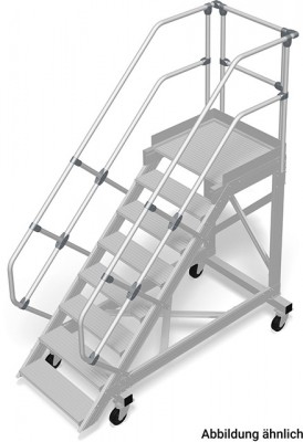 Stabilo® Treppe mit Plattform, fahrbar - Neigung 45° - Stufenbreite 60 cm - Höhe 1.51-1.72 m - 1 x 8 Stufen