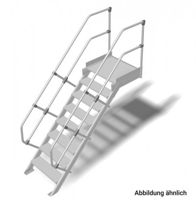 Stabilo® Treppe mit Plattform - Neigung 45° - Stufenbreite 80 cm - Höhe 1.51-1.72 m - 1 x 8 Stufen