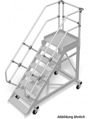 Stabilo® Treppe mit Plattform, fahrbar - Neigung 60° - Stufenbreite 60 cm - Höhe 1.75-2.00 m - 1 x 8 Stufen
