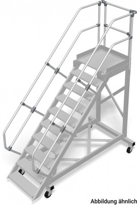 Stabilo® Treppe mit Plattform, fahrbar - Neigung 45° - Stufenbreite 80 cm - Höhe 1.94-2.15 m - 1 x 10 Stufen