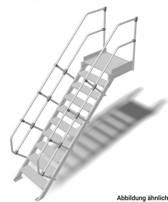Stabilo® Treppe mit Plattform - Neigung 45° - Stufenbreite 80 cm - Höhe 1.94-2.15 m - 1 x 10 Stufen