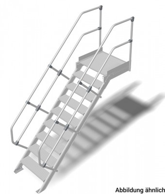 Stabilo® Treppe mit Plattform - Neigung 60° - Stufenbreite 60 cm - Höhe 2.00-2.25 m - 1 x 9 Stufen