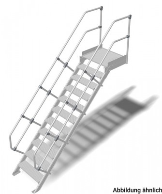 Stabilo® Treppe mit Plattform - Neigung 45° - Stufenbreite 60 cm - Höhe 2.15-2.37 m - 1 x 11 Stufen