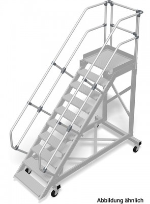 Stabilo® Treppe mit Plattform, fahrbar - Neigung 60° - Stufenbreite 60 cm - Höhe 2.25-2.50 m - 1 x 10 Stufen
