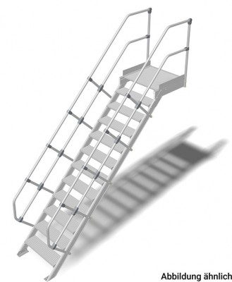 Stabilo® Treppe mit Plattform - Neigung 45° - Stufenbreite 60 cm - Höhe 2.37-2.58 m - 1 x 12 Stufen