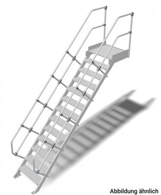 Stabilo® Treppe mit Plattform - Neigung 45° - Stufenbreite 80 cm - Höhe 2.58-2.80 m - 1 x 13 Stufen