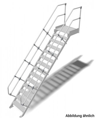 Stabilo® Treppe mit Plattform - Neigung 45° - Stufenbreite 80 cm - Höhe 2.80-3.01 m - 1 x 14 Stufen