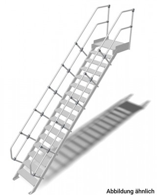 Stabilo® Treppe mit Plattform - Neigung 45° - Stufenbreite 80 cm - Höhe 3.23-3.44 m - 1 x 16 Stufen