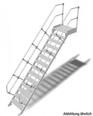 Stabilo® Treppe mit Plattform - Neigung 60° - Stufenbreite 60 cm - Höhe 3.25-3.50 m - 1 x 14 Stufen