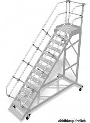 Stabilo® Treppe mit Plattform, fahrbar - Neigung 60° - Stufenbreite 60 cm - Höhe 3.25-3.50 m - 1 x 14 Stufen