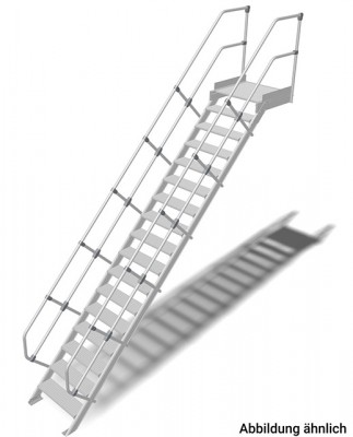 Stabilo® Treppe mit Plattform - Neigung 45° - Stufenbreite 60 cm - Höhe 3.44-3.66 m - 1 x 17 Stufen
