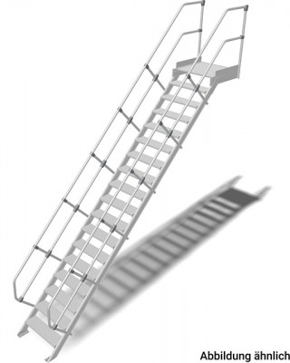 Stabilo® Treppe mit Plattform - Neigung 45° - Stufenbreite 60 cm - Höhe 3.66-3.87 m - 1 x 18 Stufen