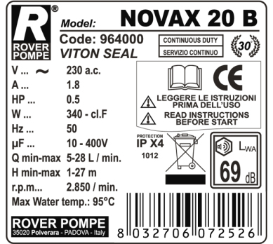 Elektrische Umfüllpumpe Rover Novax 20-M im Angebot