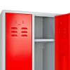 METEC Spind mit Sockel, 2 Abteile, HxBxT 1775x600x500mm Lichtgrau/Feuerrot