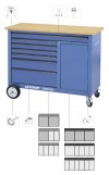 GEDORE 1504 XL-TS-308 Rollwerkbank mit 7 Schubladen und 308-tlg. Werkzeugsortiment - blau