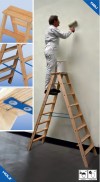 Stabilo® Professional Stufen-DoppelLeiter - Holz - Arbeitshöhe 2.45 m - 2 x 4 Stufen