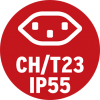 Adapterleitung mit T23-Stecker, 3-polig, IP55 / CEE-Kupplung 3-polig, IP44 - 1.5 m / 3 x 2.5 mm² / 230 V/16 A