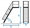Stabilo® Treppe mit Plattform - Neigung 45° - Stufenbreite 60 cm - Höhe 0.65-0.86 m - 1 x 4 Stufen