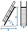 Stabilo® Treppe - Neigung 60° - Stufenbreite 60 cm - Höhe 1.00-1.25 m - 1 x 5 Stufen