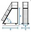Stabilo® Treppe mit Plattform, fahrbar - Neigung 45° - Stufenbreite 60 cm - Höhe 1.08-1.29 m - 1 x 6 Stufen