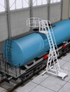 Stabilo® Tankwagenleiter Rundkorb, Plattform Alu gerieft mit Kunststoff-Bereifung