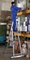Stabilo® Professional Stufen-StehLeiter, fahrbar mit Traverse - Alu - Arbeitshöhe 4.80 m - 1 x 12 Stufen