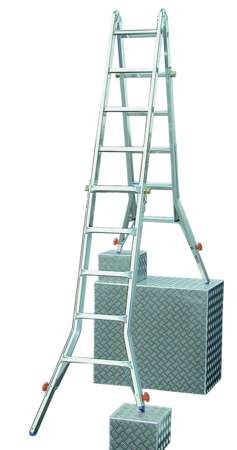 Monto® & Stabilo® Sprossen-Gelenk-TeleskopLeitern mit 4 Holmverlängerungen - Aluminium