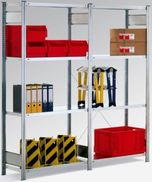 Fachbodenregale Stecksystem, verzinkt, Fachlast bis 190 kg - einseitige Nutzung