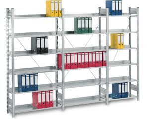 Akten-Steckregale, Stecksystem, verzinkt, einseitige Nutzung