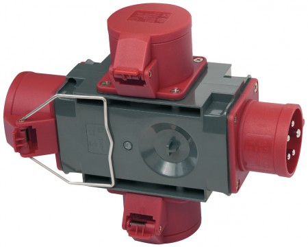 CEE-Kreuzverteiler, 5-polig, IP44 / 400 V / 16 A - VE = 1 Stück
